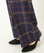 K2LKP26054 a.v.v(アー・ヴェ・ヴェ) 【裏起毛】チェック柄美脚イージーワイドパンツ ネイビー