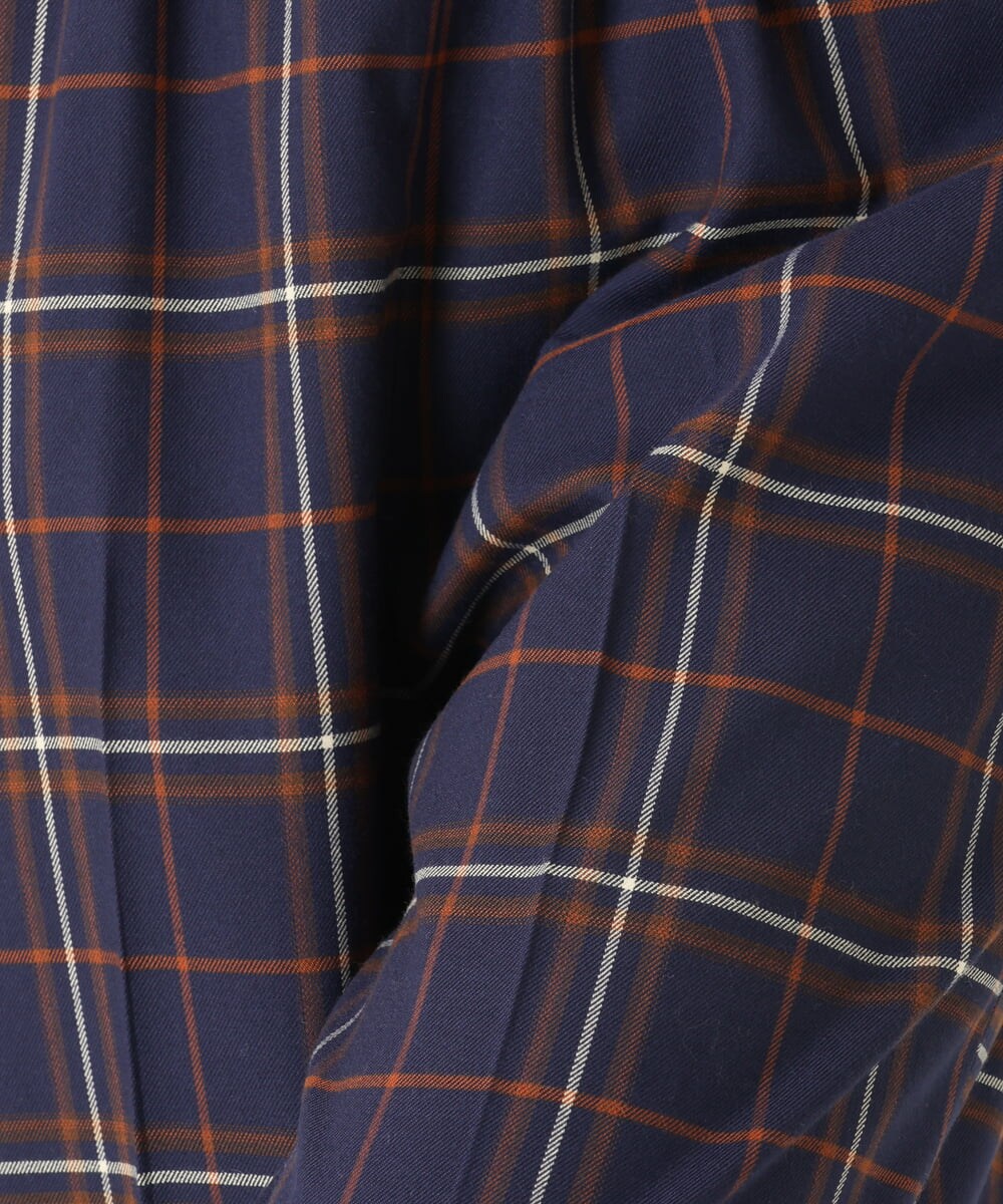 K2LKP26054 a.v.v(アー・ヴェ・ヴェ) 【裏起毛】チェック柄美脚イージーワイドパンツ ネイビー