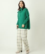 K2LKP26054 a.v.v(アー・ヴェ・ヴェ) 【裏起毛】チェック柄美脚イージーワイドパンツ ネイビー