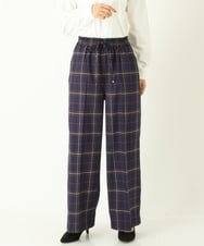 K2LKP26054 a.v.v(アー・ヴェ・ヴェ) 【裏起毛】チェック柄美脚イージーワイドパンツ ネイビー
