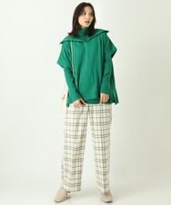 K2LKP26054 a.v.v(アー・ヴェ・ヴェ) 【裏起毛】チェック柄美脚イージーワイドパンツ ネイビー