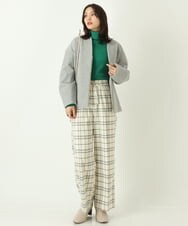 K2LKP26054 a.v.v(アー・ヴェ・ヴェ) 【裏起毛】チェック柄美脚イージーワイドパンツ ネイビー