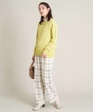 K2LKP26054 a.v.v(アー・ヴェ・ヴェ) 【裏起毛】チェック柄美脚イージーワイドパンツ ネイビー