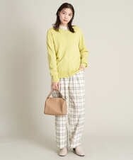 K2LKP26054 a.v.v(アー・ヴェ・ヴェ) 【裏起毛】チェック柄美脚イージーワイドパンツ ネイビー