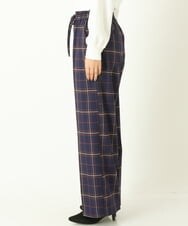 K2LKP26054 a.v.v(アー・ヴェ・ヴェ) 【裏起毛】チェック柄美脚イージーワイドパンツ ネイビー