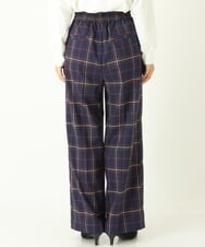 K2LKP26054 a.v.v(アー・ヴェ・ヴェ) 【裏起毛】チェック柄美脚イージーワイドパンツ ネイビー