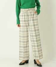 K2LKP26054 a.v.v(アー・ヴェ・ヴェ) 【裏起毛】チェック柄美脚イージーワイドパンツ ネイビー