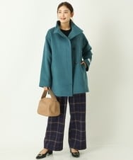 K2LKP26054 a.v.v(アー・ヴェ・ヴェ) 【裏起毛】チェック柄美脚イージーワイドパンツ ネイビー