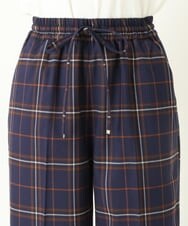 K2LKP26054 a.v.v(アー・ヴェ・ヴェ) 【裏起毛】チェック柄美脚イージーワイドパンツ ネイビー