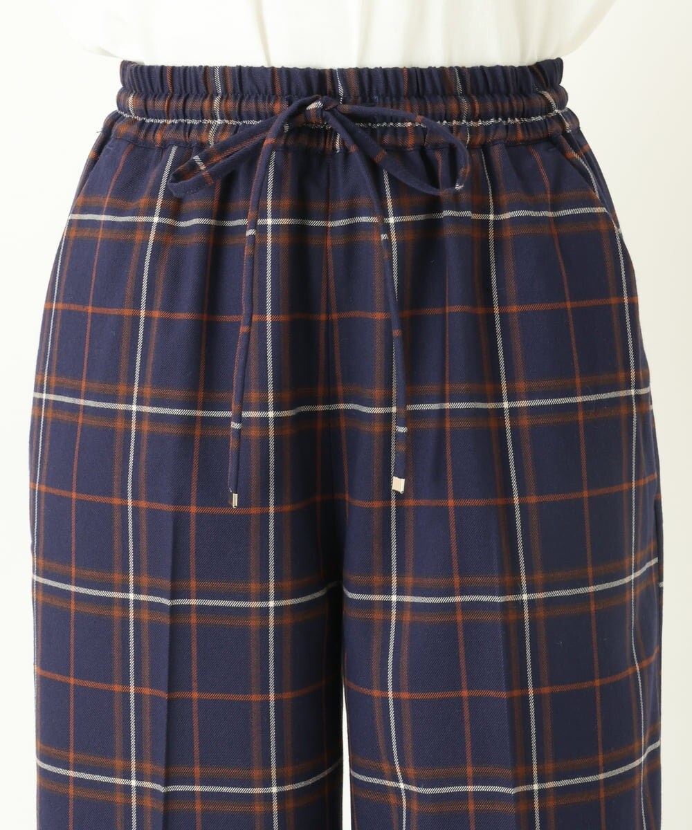 K2LKP26054 a.v.v(アー・ヴェ・ヴェ) 【裏起毛】チェック柄美脚イージーワイドパンツ ネイビー