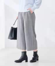 K2LLD33054 a.v.v(アー・ヴェ・ヴェ) 【洗える】グレンチェック ガウチョパンツ チェック