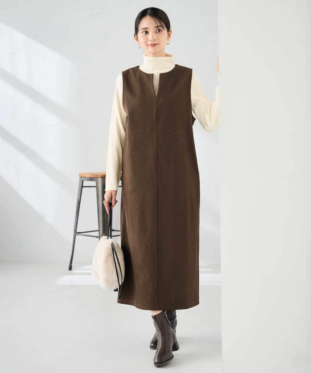 K2PBD02069 a.v.v(アー・ヴェ・ヴェ) 千鳥ジャガードジャンスカ ブラウン