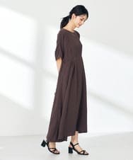 K2PHA07069 a.v.v(アー・ヴェ・ヴェ) 【接触冷感/洗える/ストレッチ/UVカット】ウエスト切り替えドルマンワンピース ブラウン