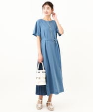 K2PHV04054 a.v.v(アー・ヴェ・ヴェ) 【接触冷感/UVカット】サマ見えサイドプリーツカットソーワンピース ブラック