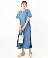 K2PHV04054 a.v.v(アー・ヴェ・ヴェ) 【接触冷感/UVカット】サマ見えサイドプリーツカットソーワンピース ブラック