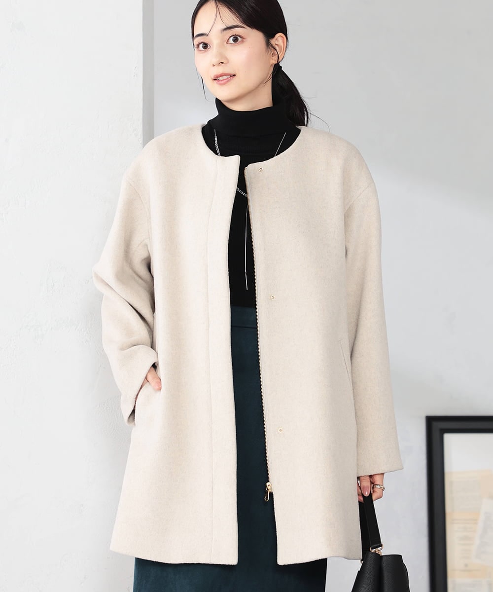 K2UAD02179 a.v.v(アー・ヴェ・ヴェ) 【２WAY】Aラインフーデッドミドルコート ベージュ