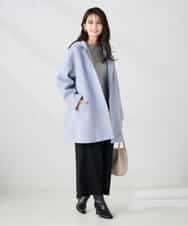 K2UAD02179 a.v.v(アー・ヴェ・ヴェ) 【２WAY】Aラインフーデッドミドルコート ライトブルー
