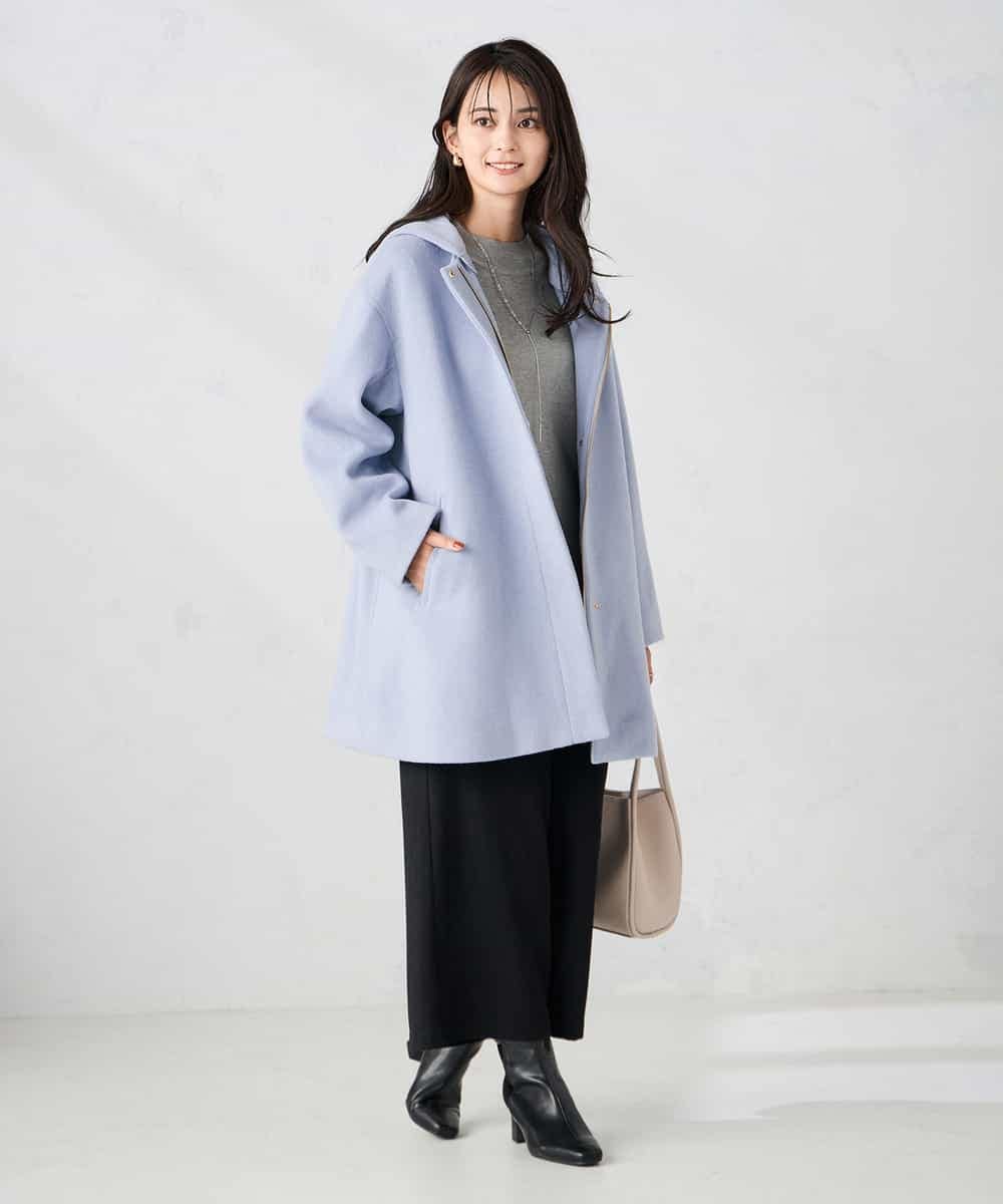 K2UAD02179 a.v.v(アー・ヴェ・ヴェ) 【２WAY】Aラインフーデッドミドルコート ライトブルー