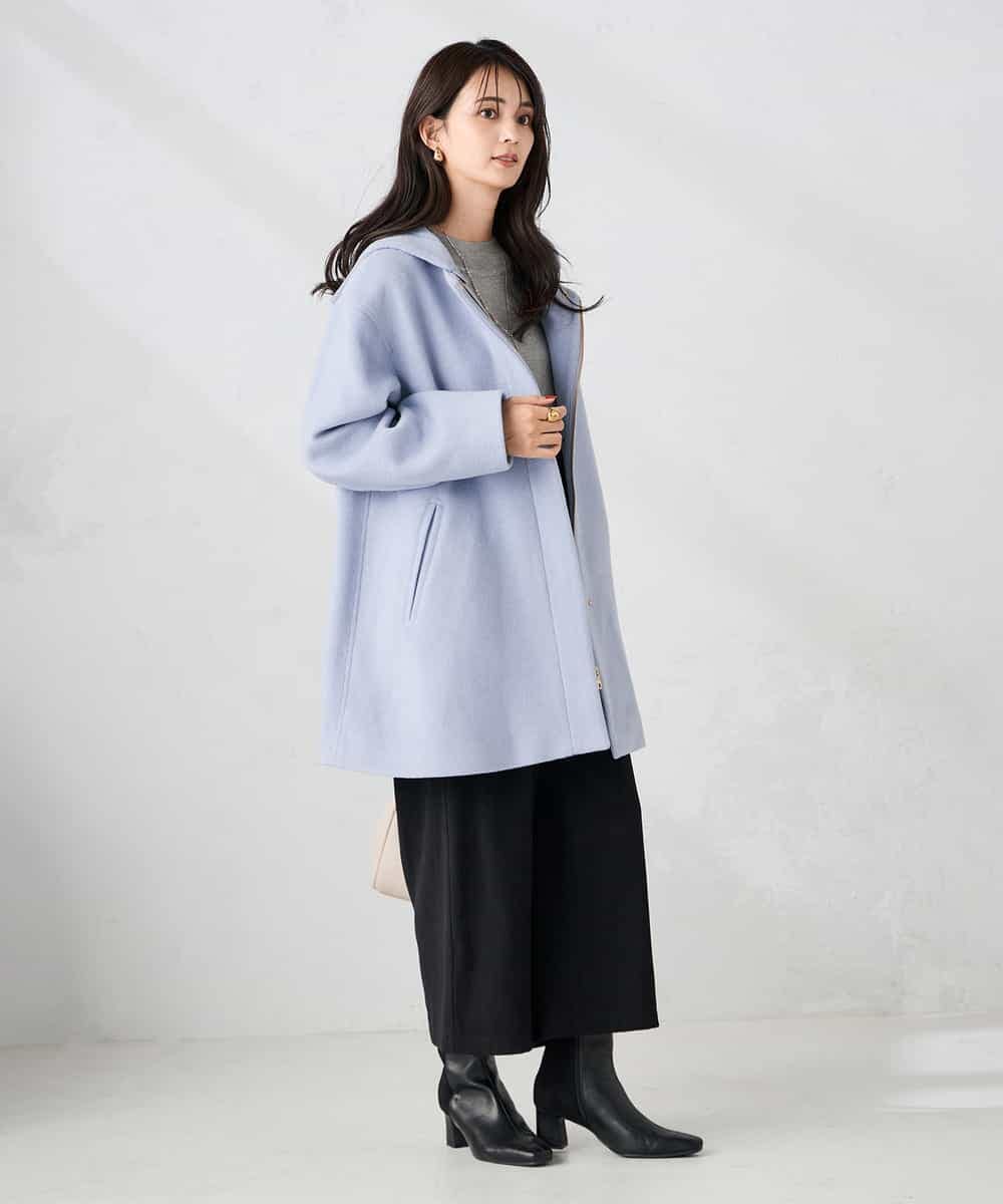 2WAY】Aラインフーデッドミドルコート(ノーカラーコート) | a.v.v