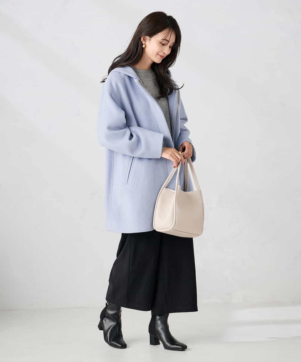 K2UAD02179 a.v.v(アー・ヴェ・ヴェ) 【２WAY】Aラインフーデッドミドルコート ライトブルー