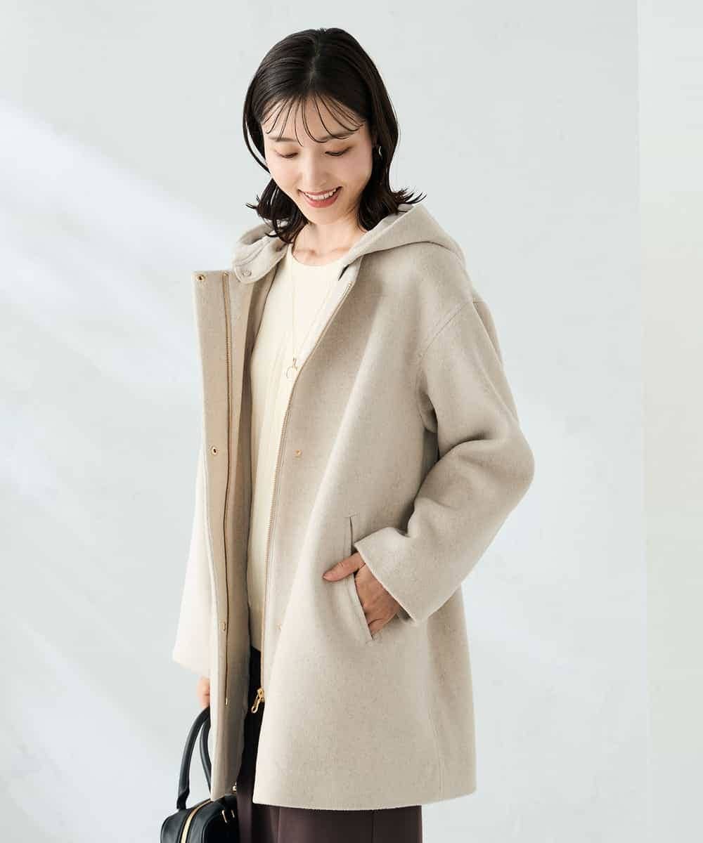 K2UAD02179 a.v.v(アー・ヴェ・ヴェ) 【２WAY】Aラインフーデッドミドルコート ライトブルー