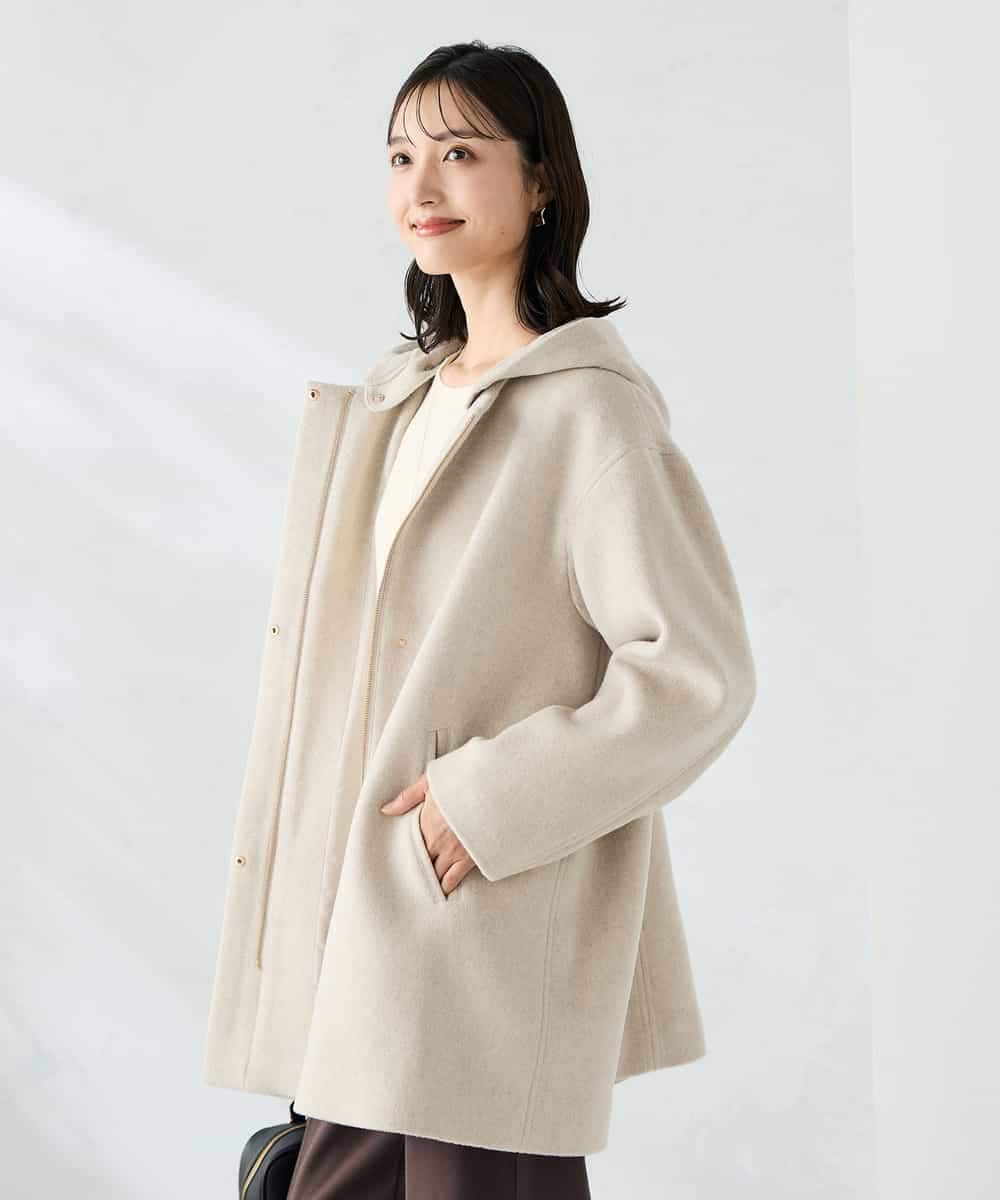 K2UAD02179 a.v.v(アー・ヴェ・ヴェ) 【２WAY】Aラインフーデッドミドルコート ライトブルー