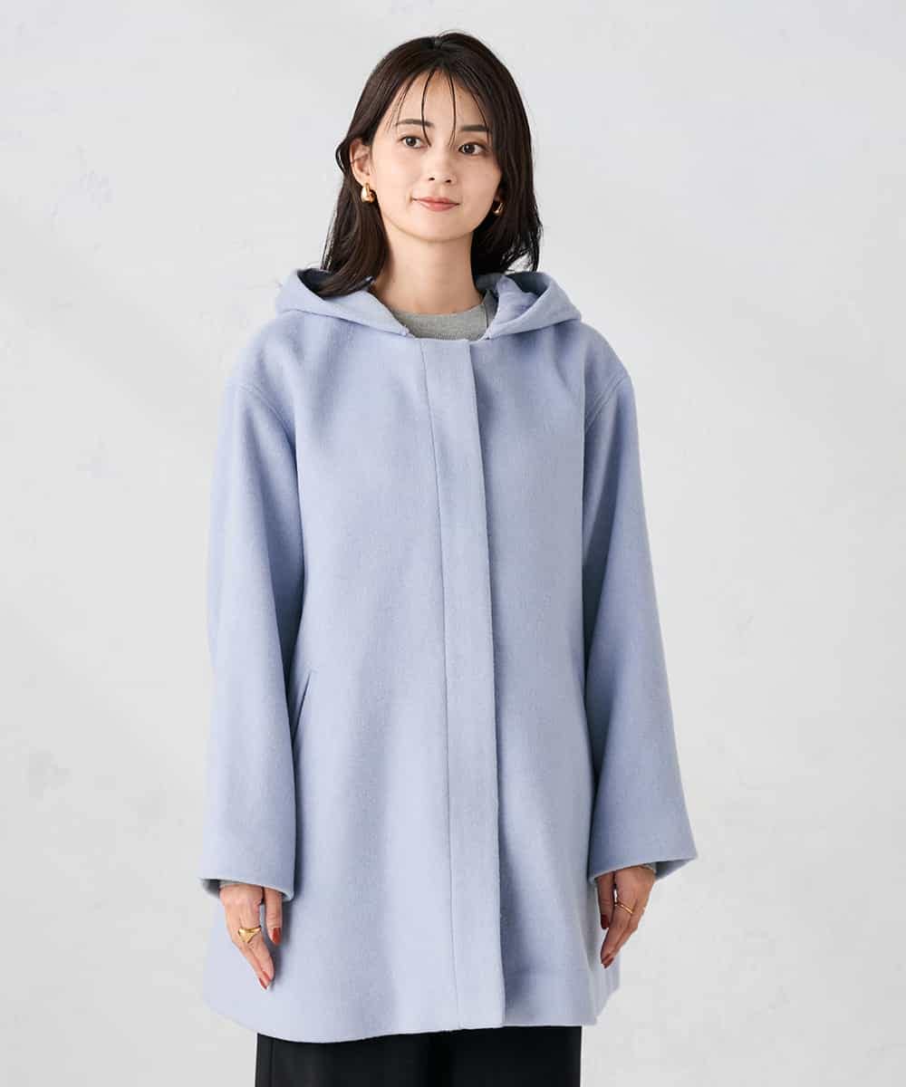K2UAD02179 a.v.v(アー・ヴェ・ヴェ) 【２WAY】Aラインフーデッドミドルコート ライトブルー