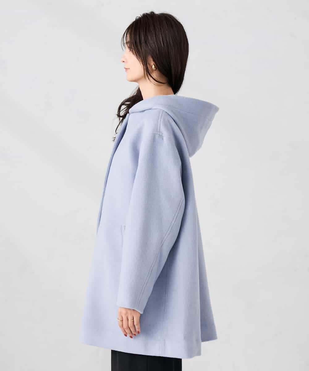 K2UAD02179 a.v.v(アー・ヴェ・ヴェ) 【２WAY】Aラインフーデッドミドルコート ライトブルー