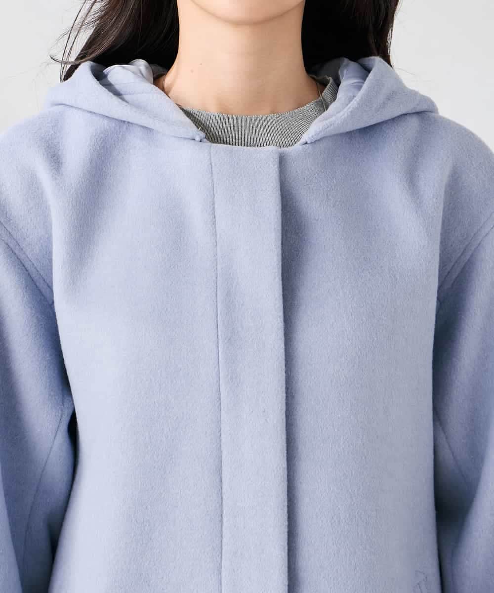 K2UAD02179 a.v.v(アー・ヴェ・ヴェ) 【２WAY】Aラインフーデッドミドルコート ライトブルー