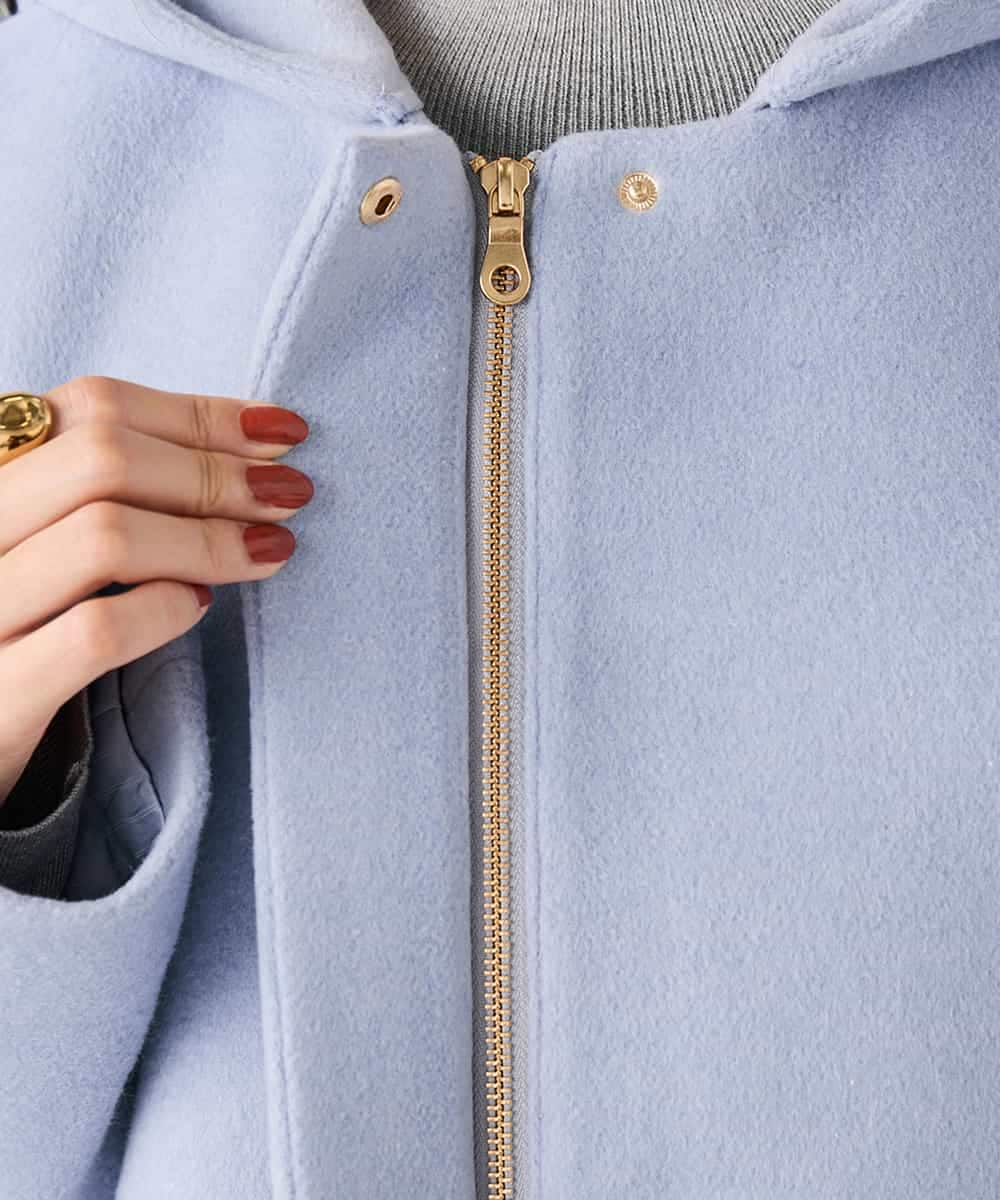 K2UAD02179 a.v.v(アー・ヴェ・ヴェ) 【２WAY】Aラインフーデッドミドルコート ライトブルー