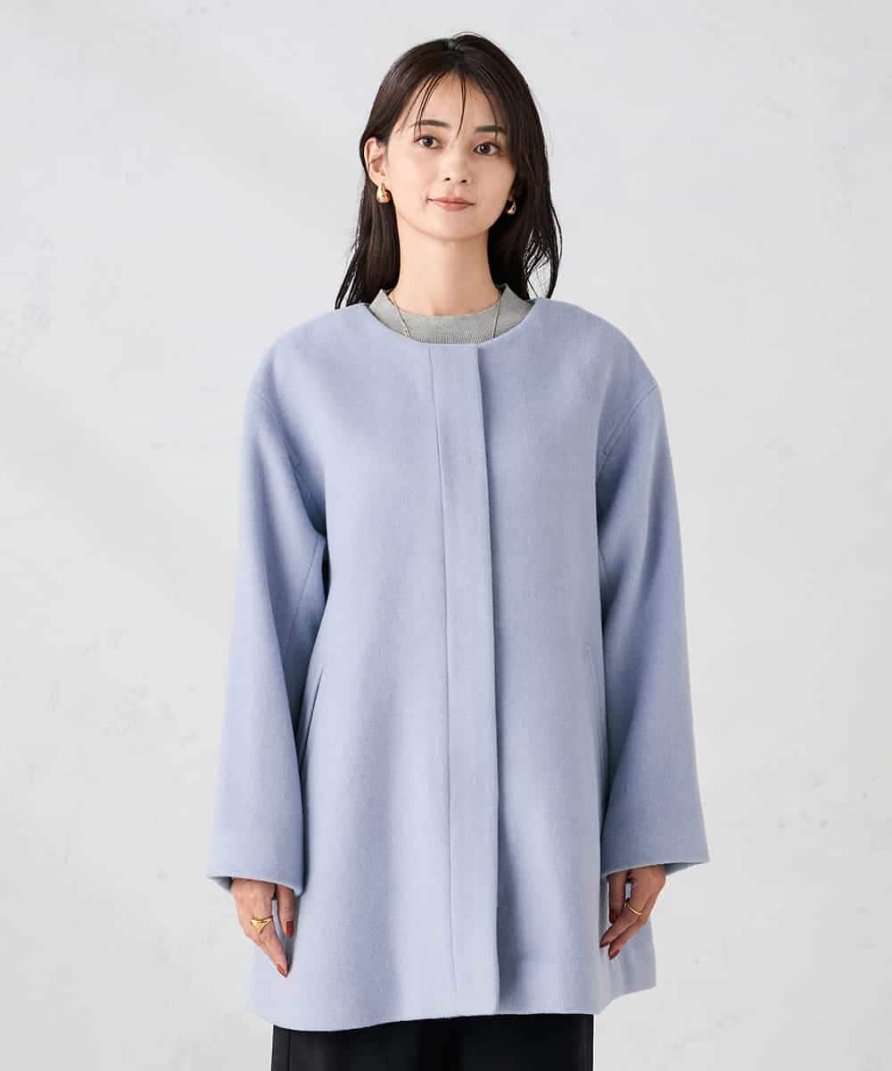 K2UAD02179 a.v.v(アー・ヴェ・ヴェ) 【２WAY】Aラインフーデッドミドルコート ライトブルー