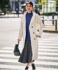 K2UAD03189 a.v.v(アー・ヴェ・ヴェ) 【2WAY】折り返しラペルロングコート ライトグレー