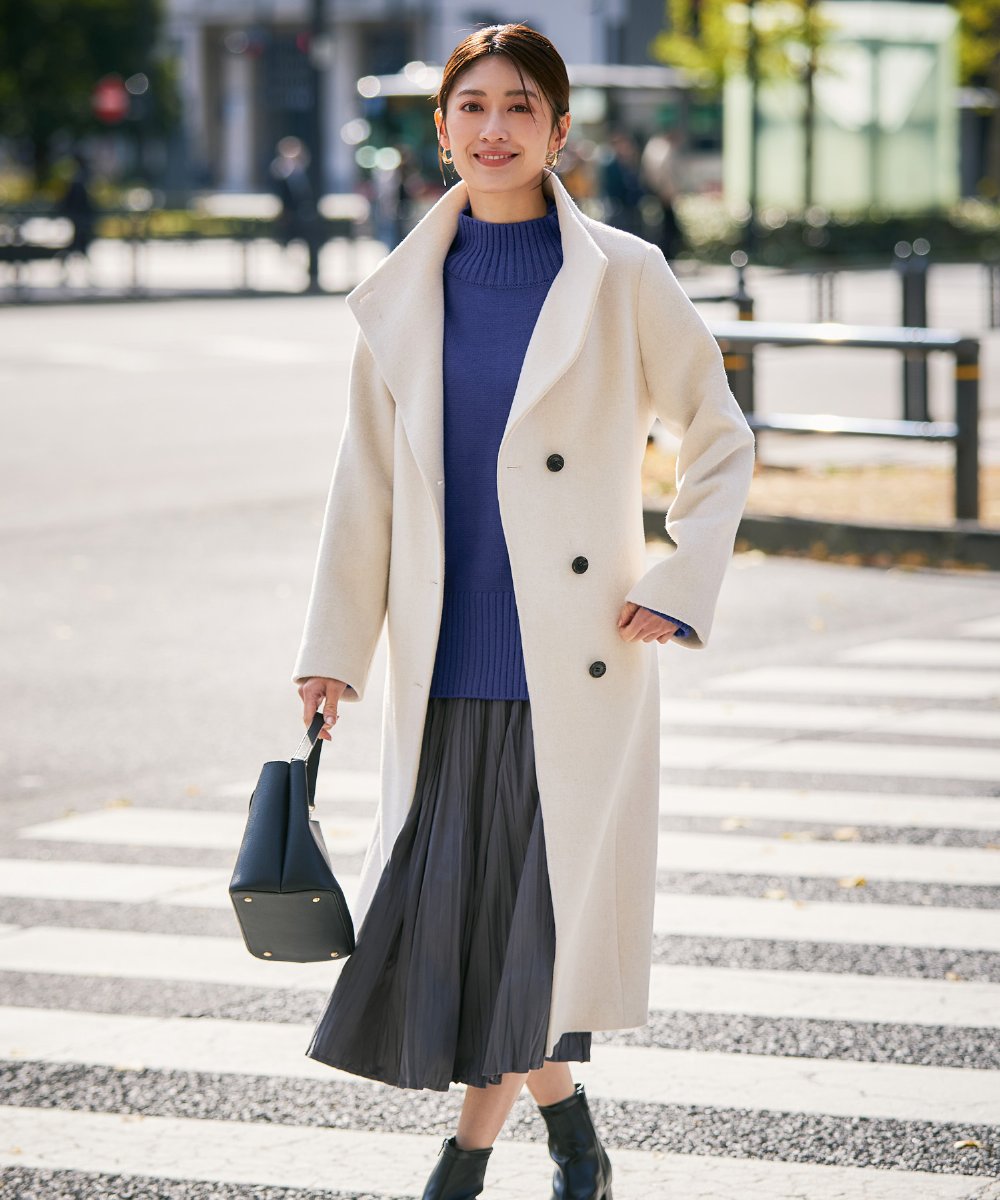 K2UAD03189 a.v.v(アー・ヴェ・ヴェ) 【2WAY】折り返しラペルロングコート ライトグレー