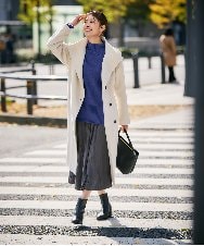 K2UAD03189 a.v.v(アー・ヴェ・ヴェ) 【2WAY】折り返しラペルロングコート ライトグレー