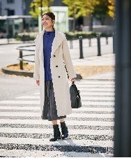 K2UAD03189 a.v.v(アー・ヴェ・ヴェ) 【2WAY】折り返しラペルロングコート ライトグレー