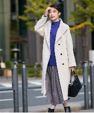 K2UAD03189 a.v.v(アー・ヴェ・ヴェ) 【2WAY】折り返しラペルロングコート ライトグレー