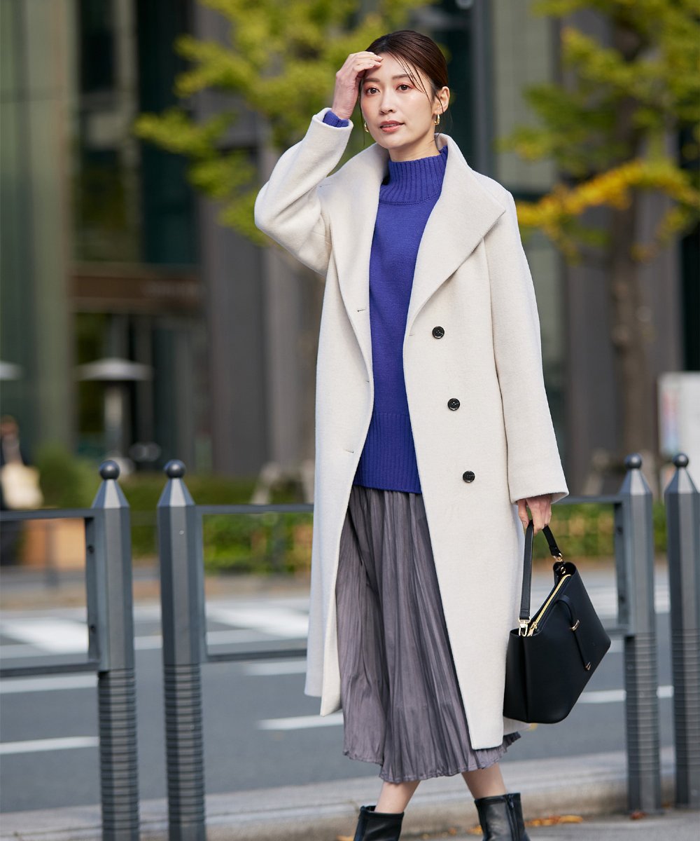 K2UAD03189 a.v.v(アー・ヴェ・ヴェ) 【2WAY】折り返しラペルロングコート ライトグレー