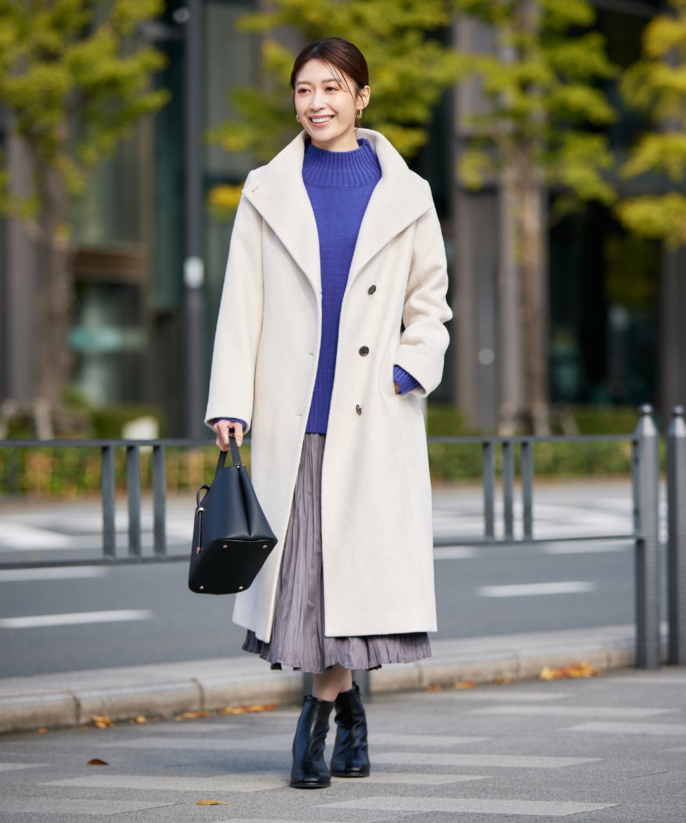 K2UAD03189 a.v.v(アー・ヴェ・ヴェ) 【2WAY】折り返しラペルロングコート ライトグレー