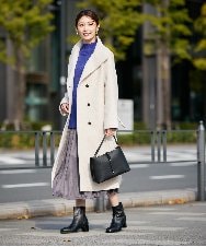 K2UAD03189 a.v.v(アー・ヴェ・ヴェ) 【2WAY】折り返しラペルロングコート ライトグレー