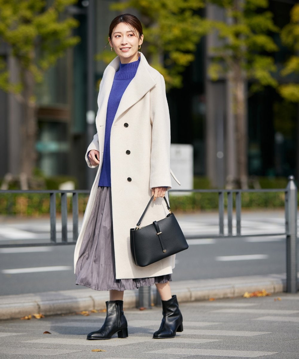 K2UAD03189 a.v.v(アー・ヴェ・ヴェ) 【2WAY】折り返しラペルロングコート ライトグレー