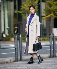 K2UAD03189 a.v.v(アー・ヴェ・ヴェ) 【2WAY】折り返しラペルロングコート ライトグレー