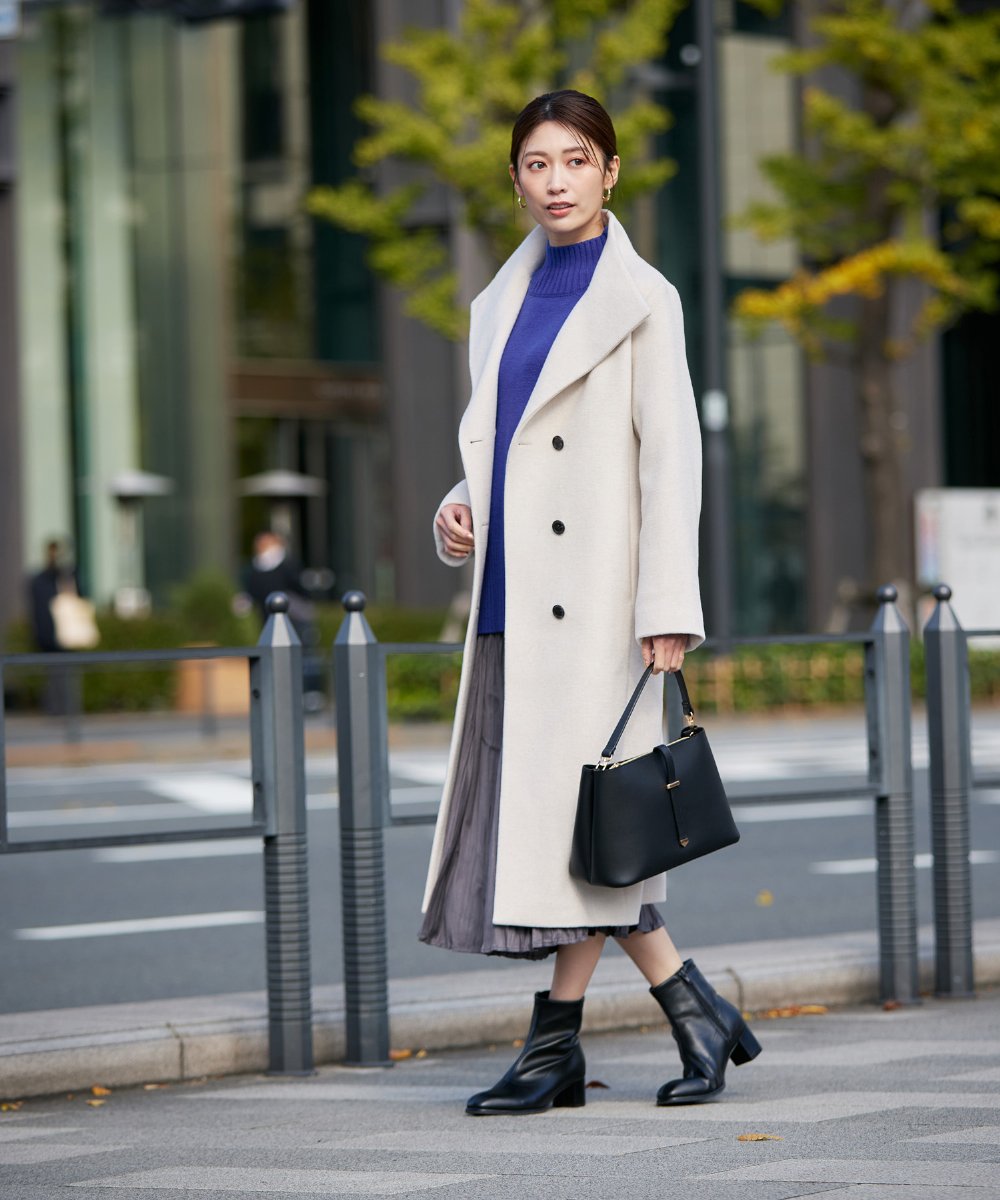 K2UAD03189 a.v.v(アー・ヴェ・ヴェ) 【2WAY】折り返しラペルロングコート ライトグレー