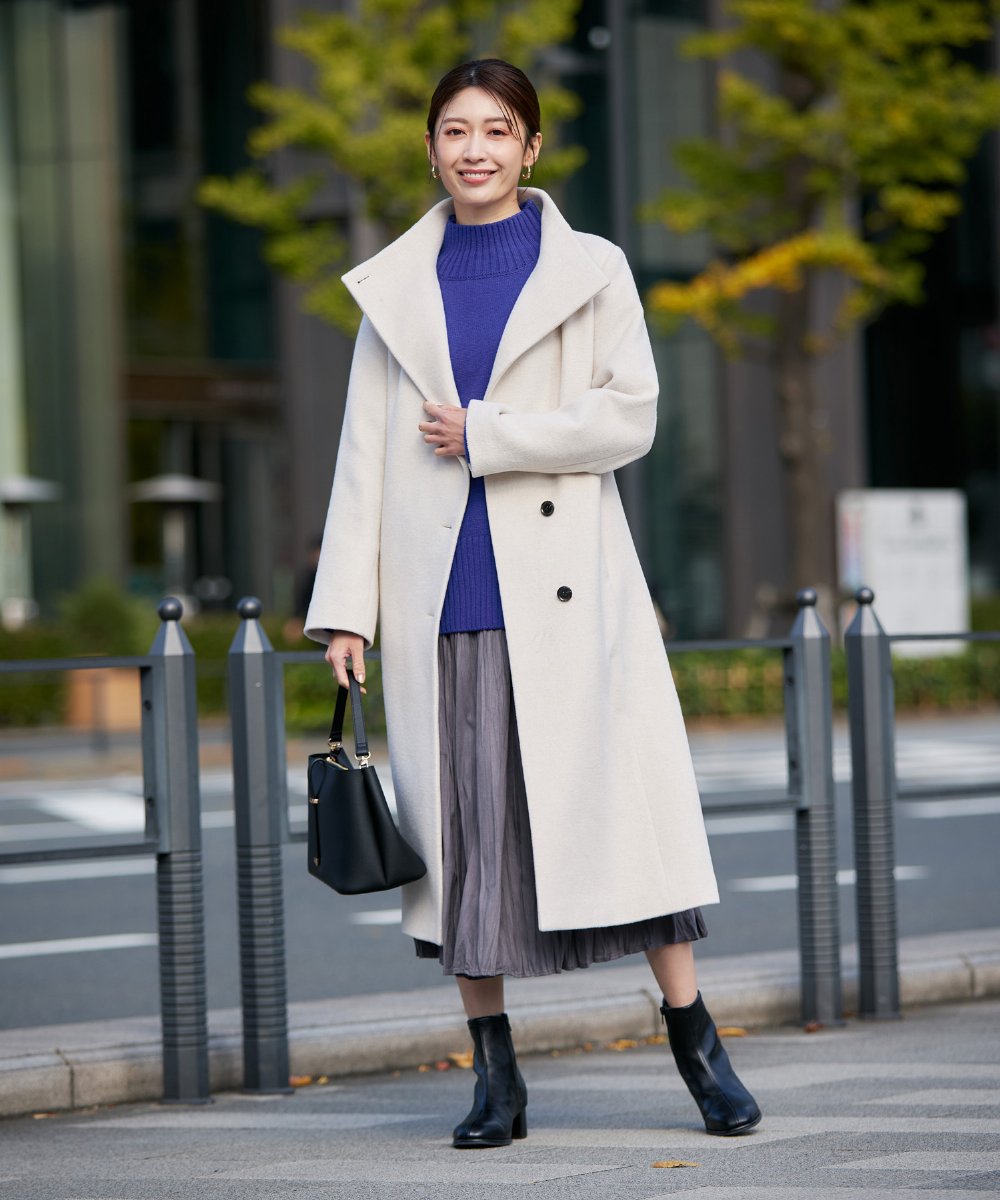 K2UAD03189 a.v.v(アー・ヴェ・ヴェ) 【2WAY】折り返しラペルロングコート ライトグレー