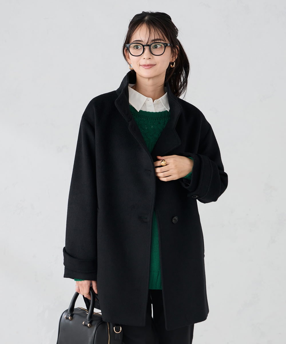 K2UAD05169 a.v.v(アー・ヴェ・ヴェ) スタンドカラーミディコート ボルドー