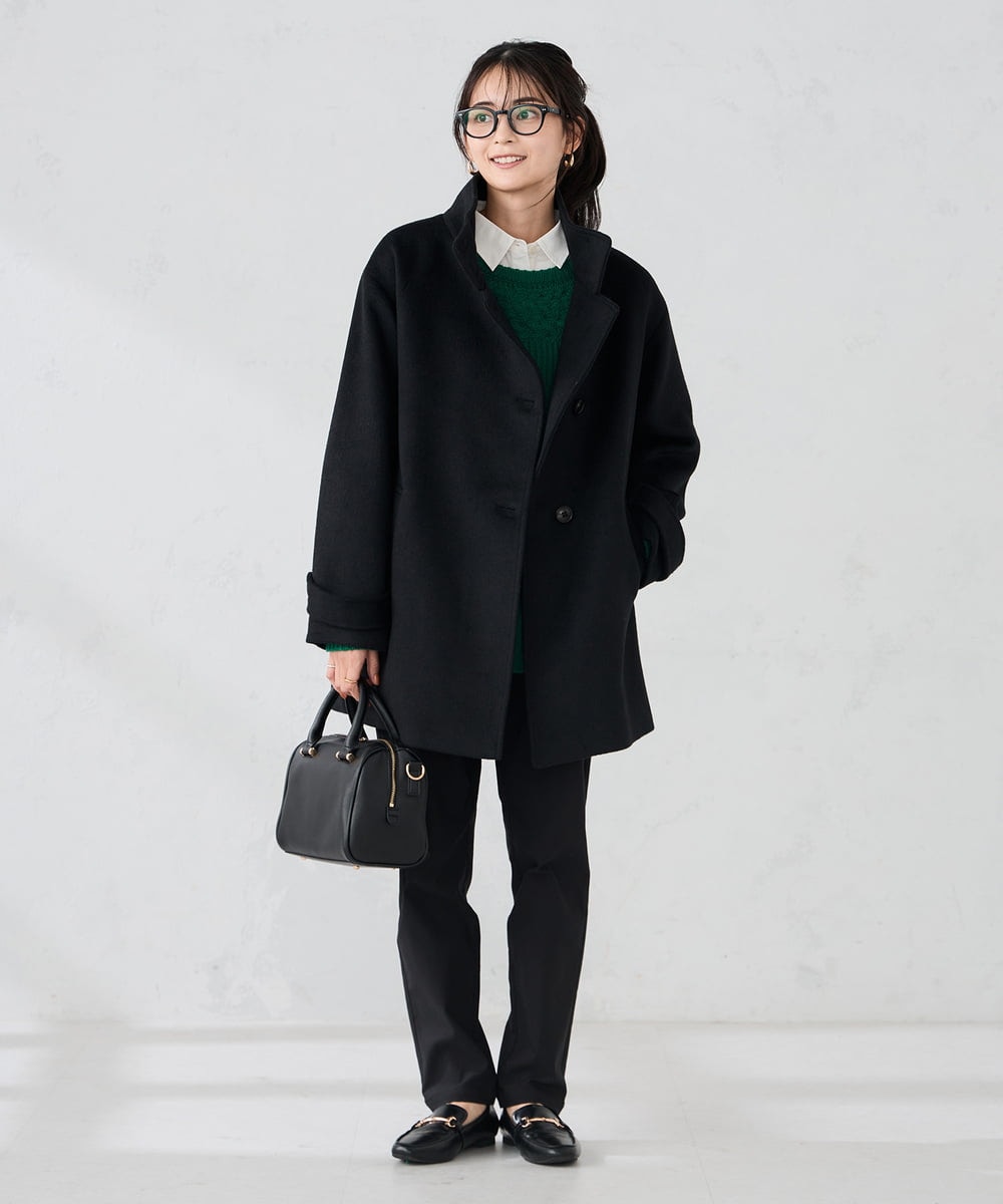 K2UAD05169 a.v.v(アー・ヴェ・ヴェ) スタンドカラーミディコート ボルドー