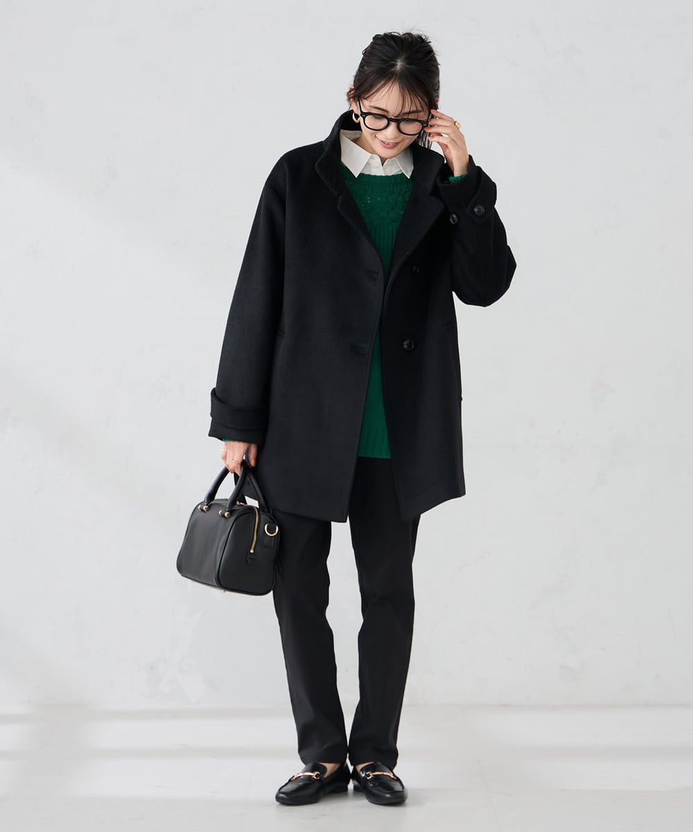 K2UAD05169 a.v.v(アー・ヴェ・ヴェ) スタンドカラーミディコート ボルドー