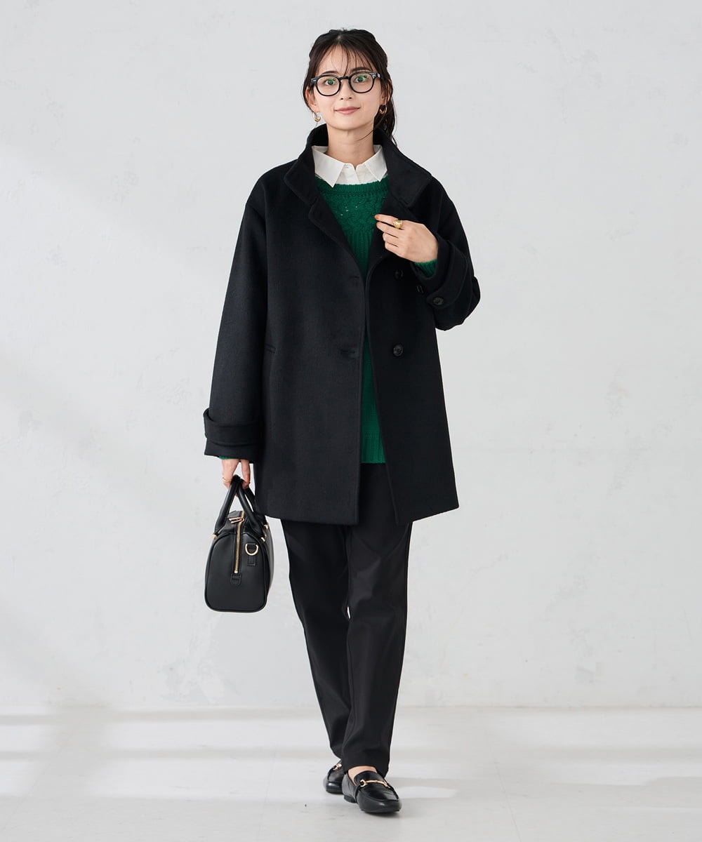 K2UAD05169 a.v.v(アー・ヴェ・ヴェ) スタンドカラーミディコート ボルドー