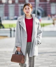 K2UAD05169 a.v.v(アー・ヴェ・ヴェ) スタンドカラーミディコート ボルドー