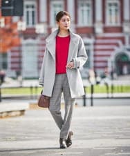 K2UAD05169 a.v.v(アー・ヴェ・ヴェ) スタンドカラーミディコート ボルドー