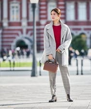 K2UAD05169 a.v.v(アー・ヴェ・ヴェ) スタンドカラーミディコート ボルドー